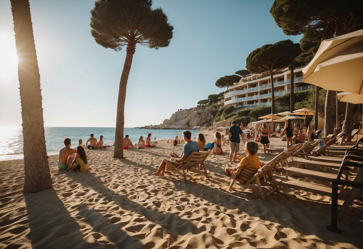 Families enjoying beach activities at Costa Brava hotels