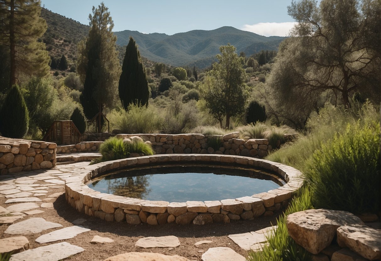 A serene spa nestled in the Sierra de Guadarrama, with lush greenery and a peaceful ambiance
